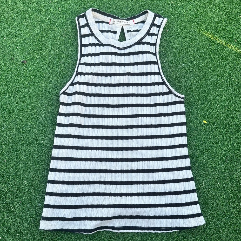Free people wee the free Ribbed stripped high neck tank top
